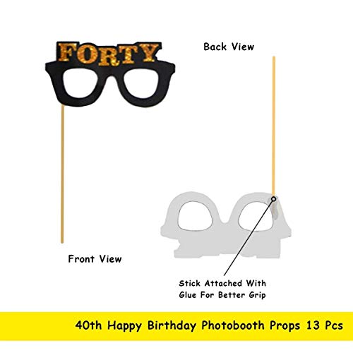 TOYXE 40th Birthday Photo Booth Props Set of 13 - Image 2