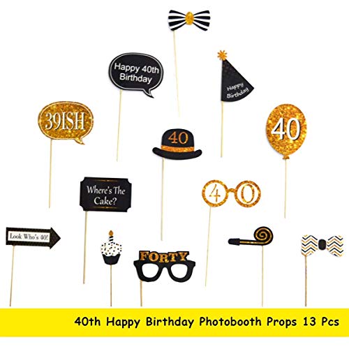 TOYXE 40th Birthday Photo Booth Props Set of 13 - Image 3