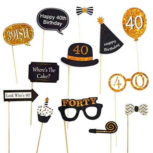 TOYXE 40th Birthday Photo Booth Props Set of 13 - Image 1