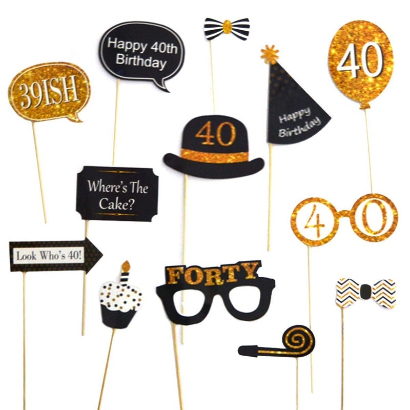TOYXE 40th Birthday Photo Booth Props Set of 13 - Image 4