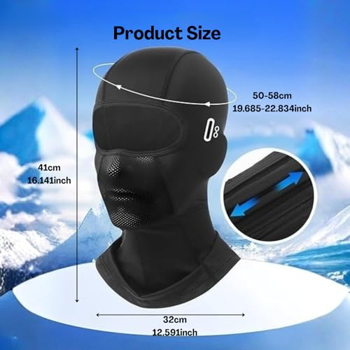 TecoKart® Balaclava for Men – Full Face Ski Mask with Glasses Slot, Breathable Balaclava Mask for Women & Men, Lightweight Ski Mask for Men for Riding, Running & Outdoor Sports Black - Image 2