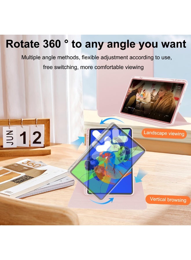 for Honor Pad X9a 11.5 بوصة غطاء الحالة, حالة حماية اللوح مع فتحة القلم, تصميم الدوار 360 درجة الاكريليك, تلقائي الاستيقاظ / النوم, جلد ناعم, الوردي