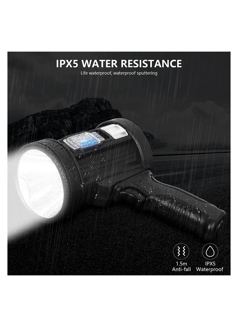Generic - Rechargeable Super Bright 1700 High Lumens LED Spot Lights, Handheld Flashlight Large Solar Searchlight with Cob Light, 6 Modes, 4 Color Light, IPX5 Waterproof for Hunting Camping - Image 1