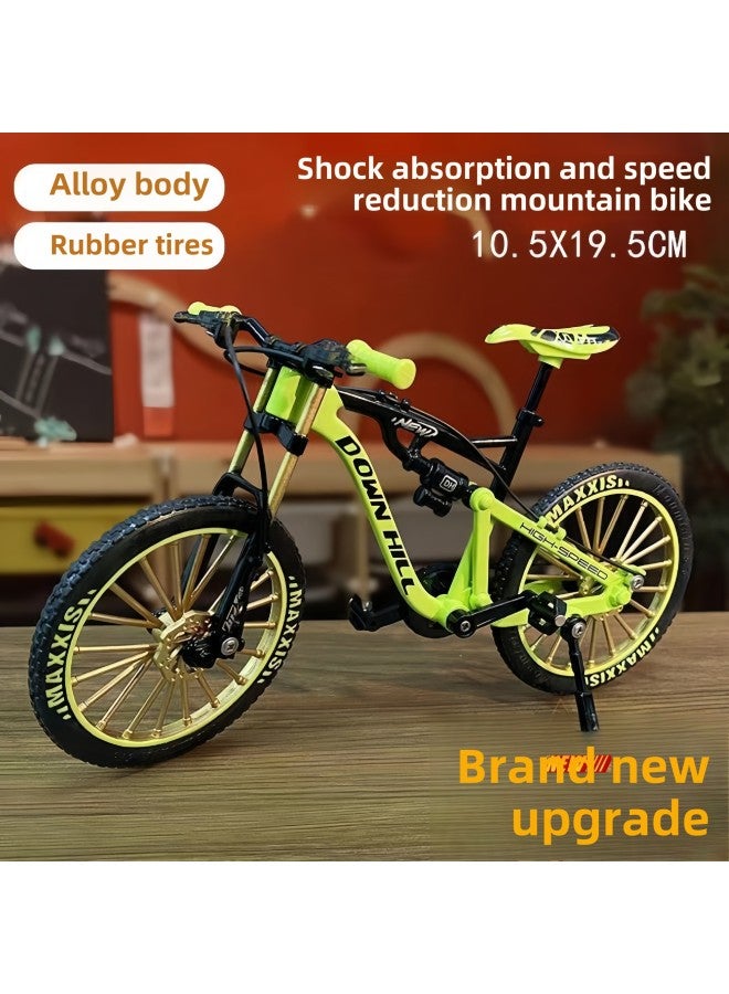 Tiktok Simulation Children's Alloy Off-road Mini Mountain Bike Decoration Gift Boys And Girls Assembled Car Model Toy-Color: Green - Image 1