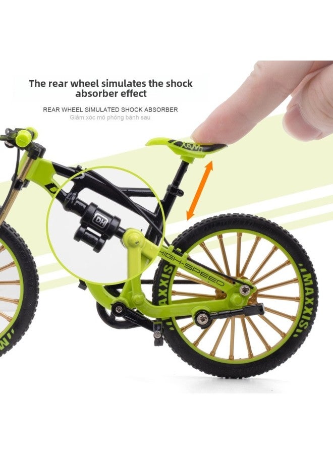 Tiktok Simulation Children's Alloy Off-road Mini Mountain Bike Decoration Gift Boys And Girls Assembled Car Model Toy-Color: Green - Image 3
