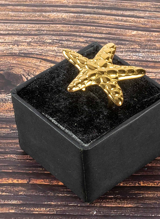 The Black Pearl Accessories Stainless Steel Golden Free Size Ring  - Image 1