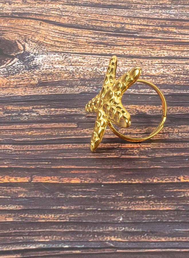 The Black Pearl Accessories Stainless Steel Golden Free Size Ring  - Image 3