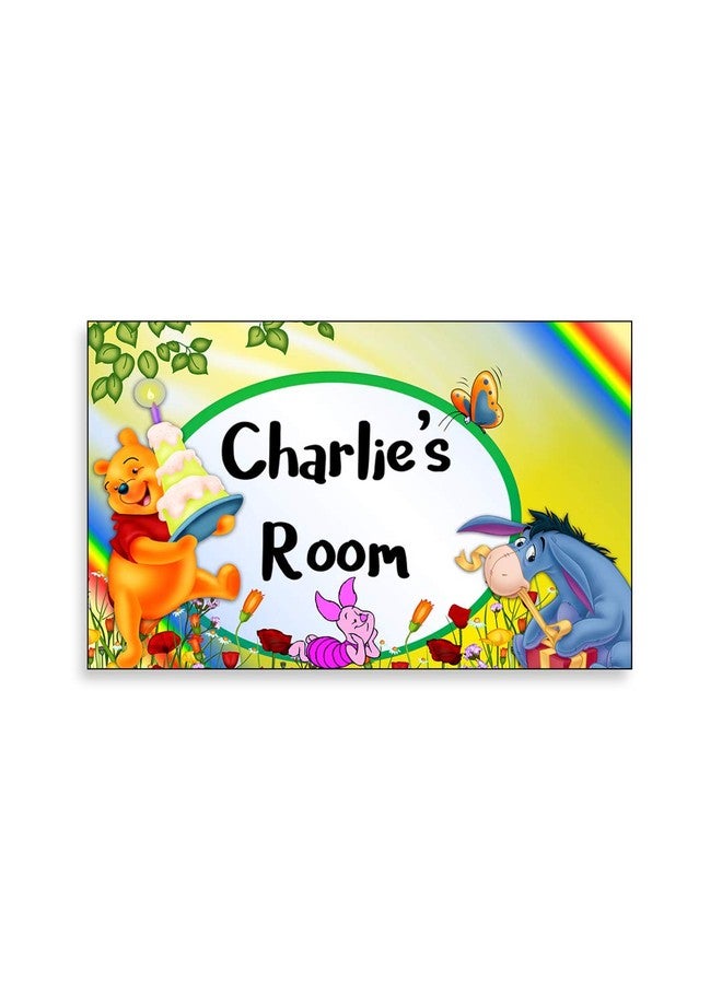 999Store Printed Pooh and Friends for Kids Room Name Plate (MDF_12 X7.5 Inches_Multi) - Image 1