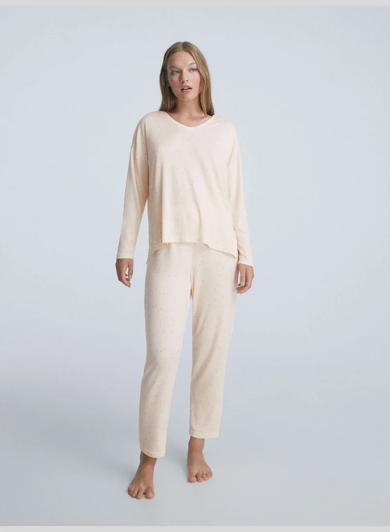 oysho Soft touch long-sleeved star T-shirt