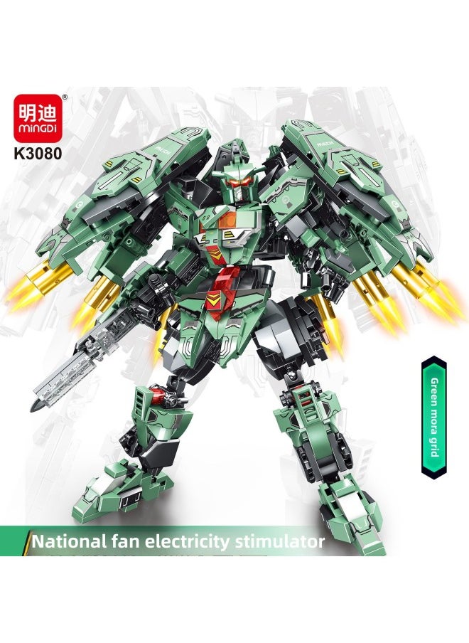 null - Mindy K3082 Guofeng Mecha Building Blocks Assembled Joint Rotatable Small Particle Toy Boys Birthday Gift-Color:K3081 Orange Mecha [569 Particles] - Image 1