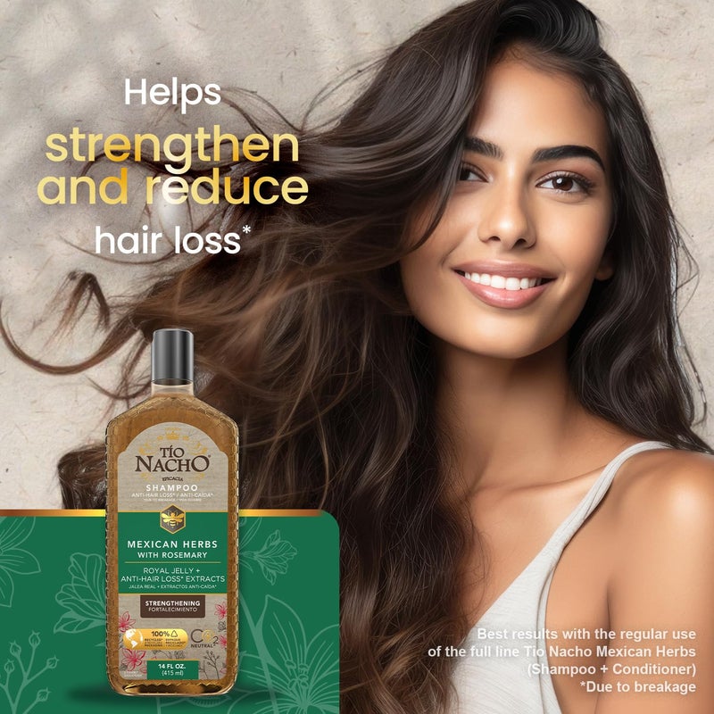 Tio Nacho Mexican Herbs Shampoo, Strengthening Hair Care with Royal Jelly, Ginseng, Wheat and Jojoba Oil, Honey Scented-14 Fl Oz - Image 3