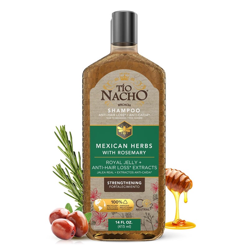 Tio Nacho Mexican Herbs Shampoo, Strengthening Hair Care with Royal Jelly, Ginseng, Wheat and Jojoba Oil, Honey Scented-14 Fl Oz - Image 1