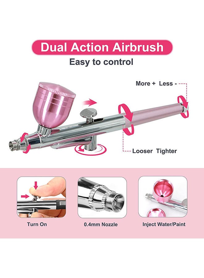 Arabest Airbrush Kit with Air Compressor, Rechargeable Portable Cordless Air Brush Painting for Painting, Nail Art, Tattoo (Pink) - Image 4