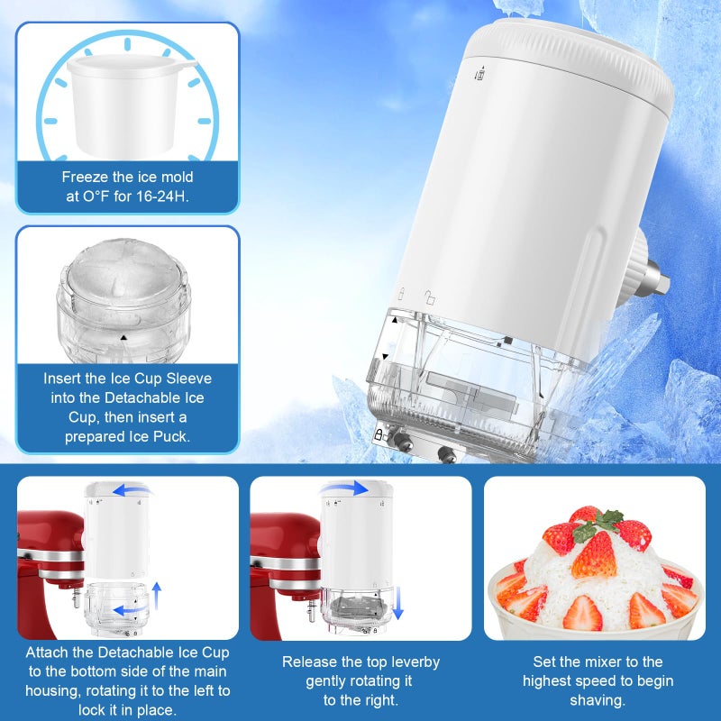 KITOART Shaved Ice Attachment for KitchenAid Stand Mixers with 8 Ice Molds, Ice Shaver Attachment, Snow Cone Attachment/Maker with Coarse and Fine Blades - Image 5