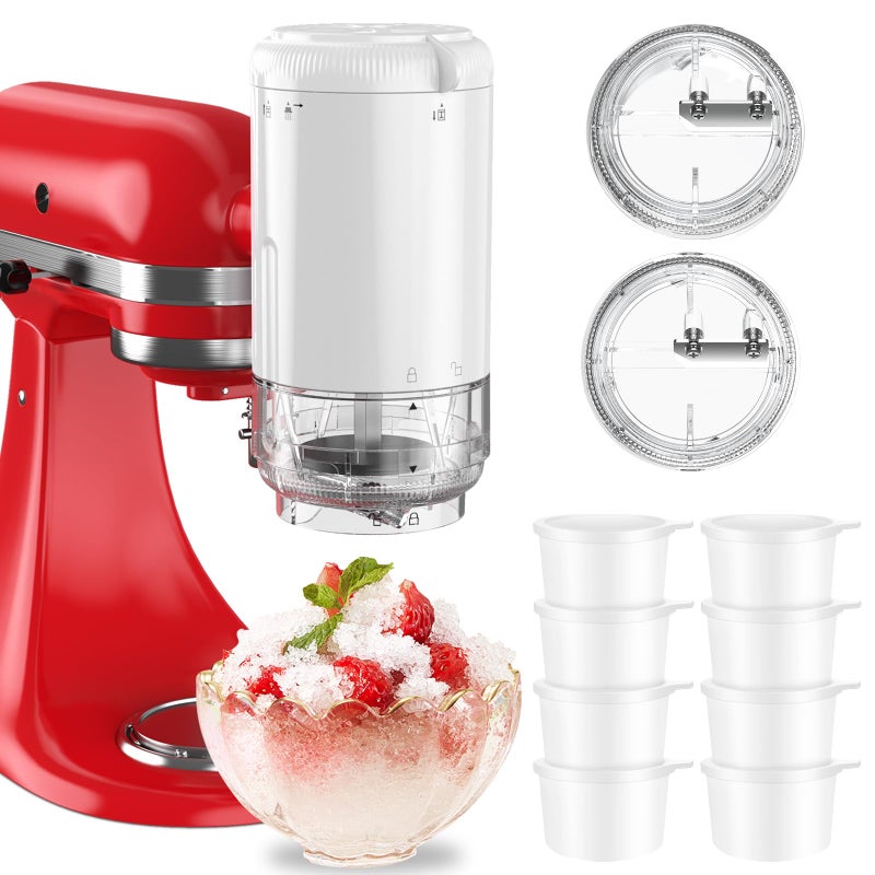 KITOART Shaved Ice Attachment for KitchenAid Stand Mixers with 8 Ice Molds, Ice Shaver Attachment, Snow Cone Attachment/Maker with Coarse and Fine Blades - Image 1
