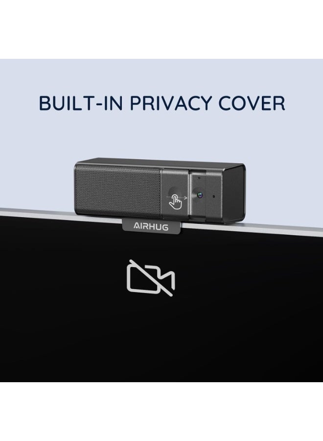 AIRHUG 3 in 1 Webcam - 1080P Webcam with Microphone and Speaker, USB Webcam with Privacy Cover, for Video Conferencing/Online Class/Game Live - Image 5