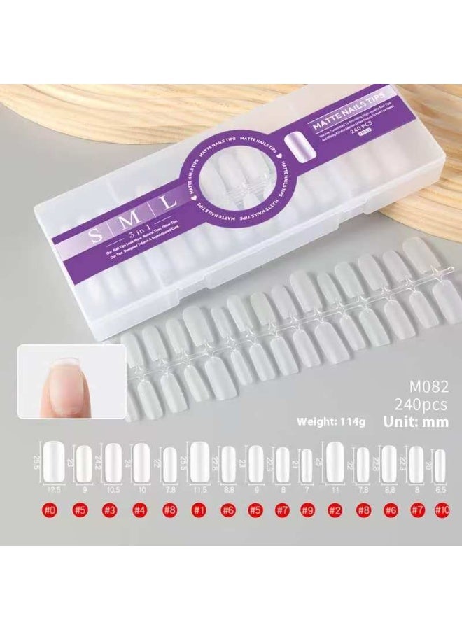 أطراف أظافر جديدة قابلة للارتداء، 240 قطعة في صندوق، أطراف أظافر قابلة للارتداء قصيرة بيضاوية الشكل، بدون أثر وخالية من النحت - Image 1