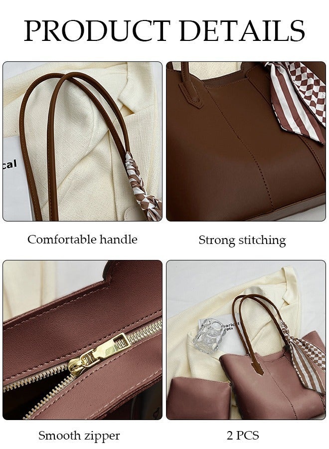 DUNISO Women's Shoulder Tote Bag Faux Leather Handbag for Women Large Capacity Messenger Fashionable Travel Shoulder Bag for Ladies Girls College Students - Image 3