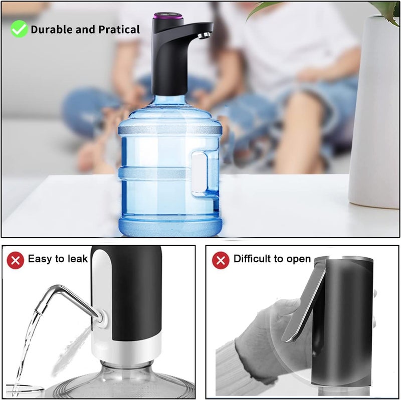 BIMVER Water Dispenser for 5 Gallon Bottle, 600ml Quantitative Water Pump,2 Colors Power Light,Portable USB Charging Electric Bottle Pump,Multipurpose Dispenser for Home Camping for 2-5 Gallon Jugs - Image 3