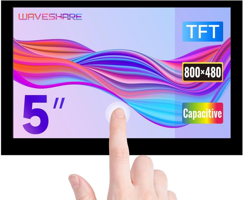 Waveshare 5inch Capacitive Touch Display Compatible with Raspberry Pi 5/4B/3B+/3A+/3B/2B/B+/A+/CM3/3+/4 800×480 Resolution DSI Interface - Image 1