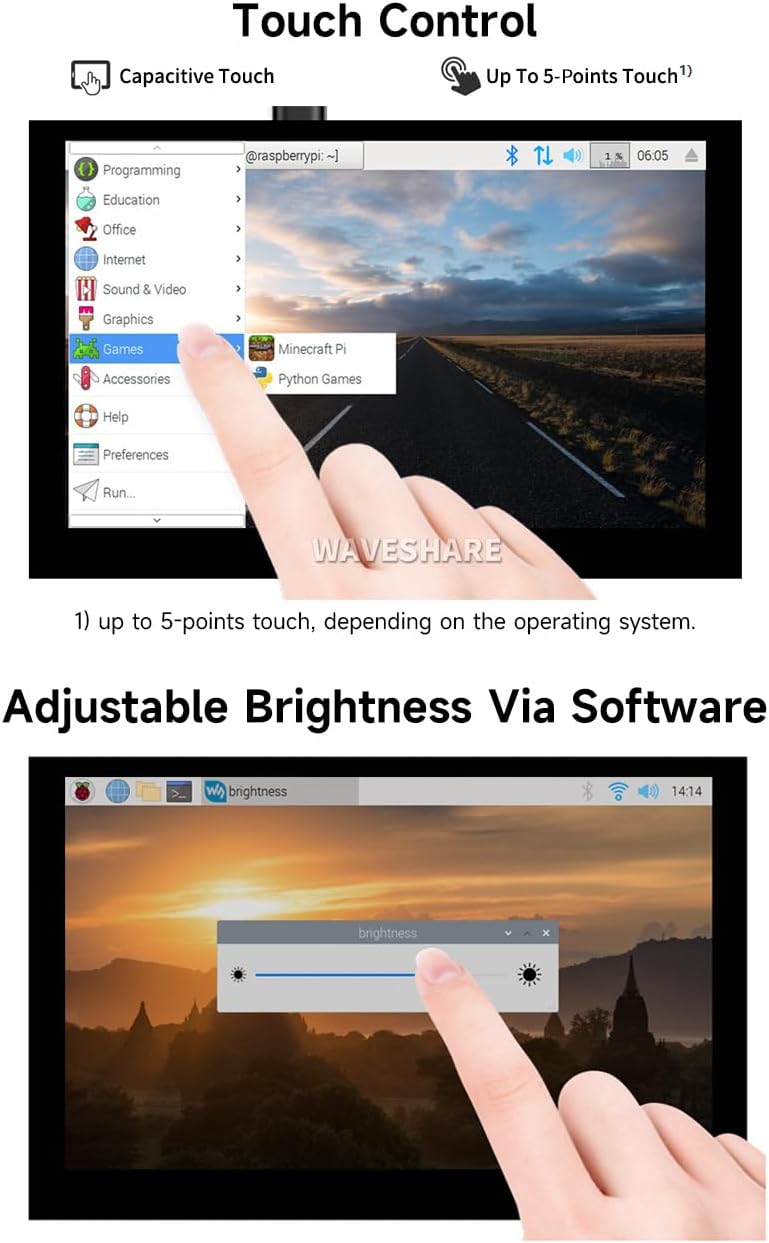 Waveshare 5inch Capacitive Touch Display Compatible with Raspberry Pi 5/4B/3B+/3A+/3B/2B/B+/A+/CM3/3+/4 800×480 Resolution DSI Interface - Image 5