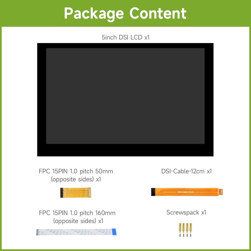 Waveshare 5inch Capacitive Touch Display Compatible with Raspberry Pi 5/4B/3B+/3A+/3B/2B/B+/A+/CM3/3+/4 800×480 Resolution DSI Interface - Image 2