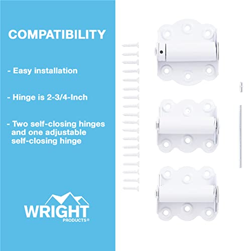 Wright Products V226WH Spring Loaded Door 2PK Self Closing Hinge, White - Image 5