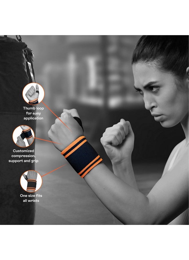 Tynor - TYNOR Wrist Wrap With Thumb Loop, Black & Green, Universal, Pack of 2 - Image 1