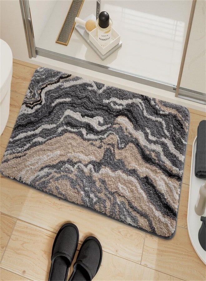 Ankah Luxurious Nordic Bathroom Rug, Extra Soft Fluffy Bath Mat, Absorbent, Non-Slip, Easy to Care and Fast Drying, Modern Style Marble Pattern Shower Rug, Home Decor Accessories, 17.3"x29.9", Brown - Image 5