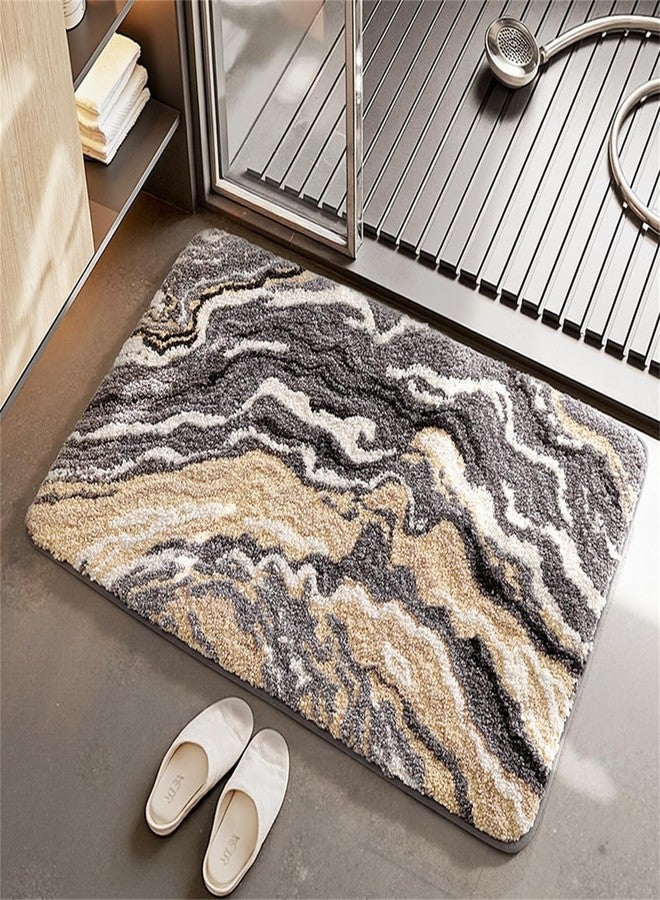 Ankah Luxurious Nordic Bathroom Rug, Extra Soft Fluffy Bath Mat, Absorbent, Non-Slip, Easy to Care and Fast Drying, Modern Style Marble Pattern Shower Rug, Home Decor Accessories, 17.3"x29.9", Brown - Image 2