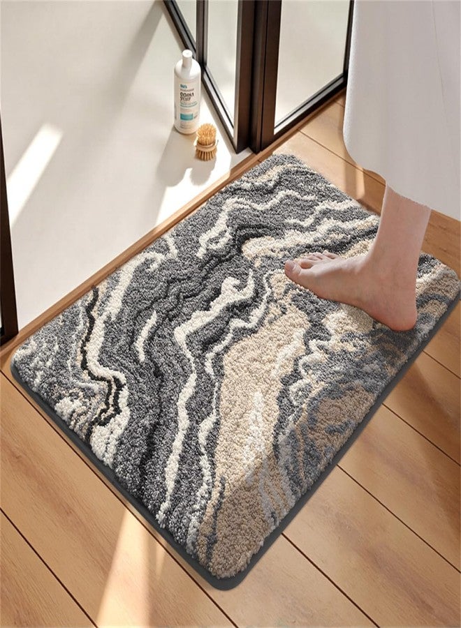 Ankah Luxurious Nordic Bathroom Rug, Extra Soft Fluffy Bath Mat, Absorbent, Non-Slip, Easy to Care and Fast Drying, Modern Style Marble Pattern Shower Rug, Home Decor Accessories, 17.3"x29.9", Brown - Image 3