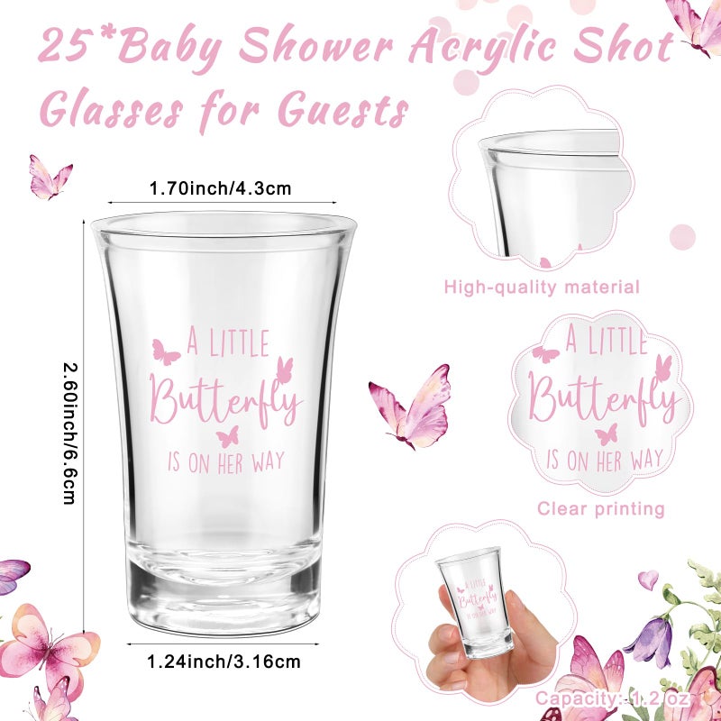 Blushtier 25 Sets Baby Shower Party Favor Shot Glasses Cute Bottle Opener Keychains Thank You Tags and Bags Baby Shower Favors Gender Reveal Party Guests Return Gift(Butterfly) - Image 2
