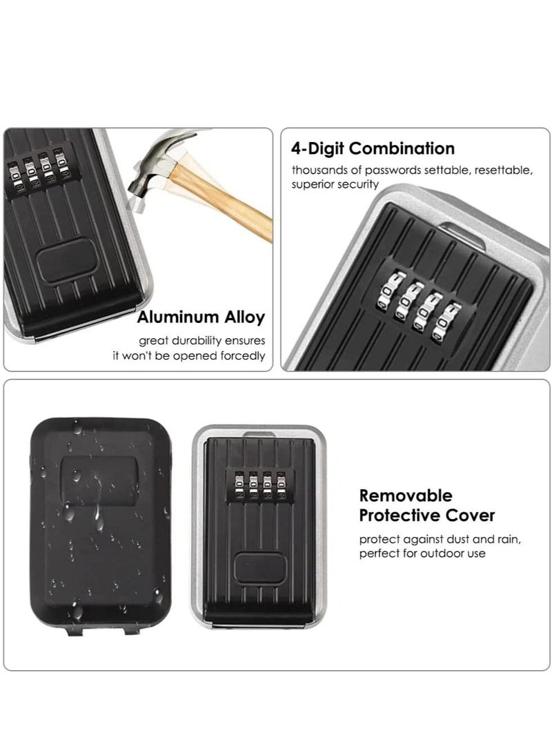 Rubik Key Storage Lock Box with 4-Digit Combination Lock Wall Mounted Outdoor and Indoor Safe Box for Home Hotel Office - Image 2