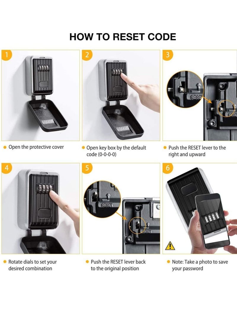 Rubik Key Storage Lock Box with 4-Digit Combination Lock Wall Mounted Outdoor and Indoor Safe Box for Home Hotel Office - Image 5