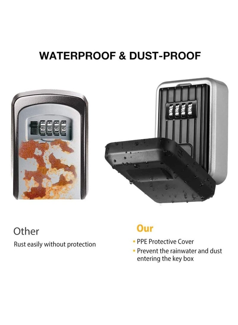 Rubik Key Storage Lock Box with 4-Digit Combination Lock Wall Mounted Outdoor and Indoor Safe Box for Home Hotel Office - Image 4