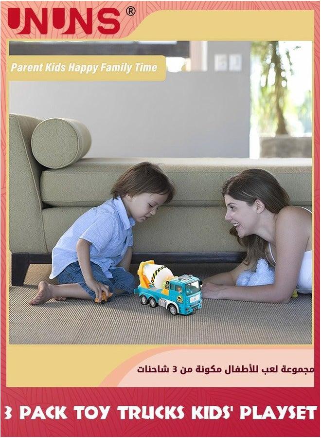 UNUNS 3 Pack Car Toy Trucks Set,Construction Vehicle Toys For Boys Girls ,Automatic Bump  Go Construction Vehicles Truck Musical Engineering With Lights,Gifts Kids 4 5 6 Years - Image 4