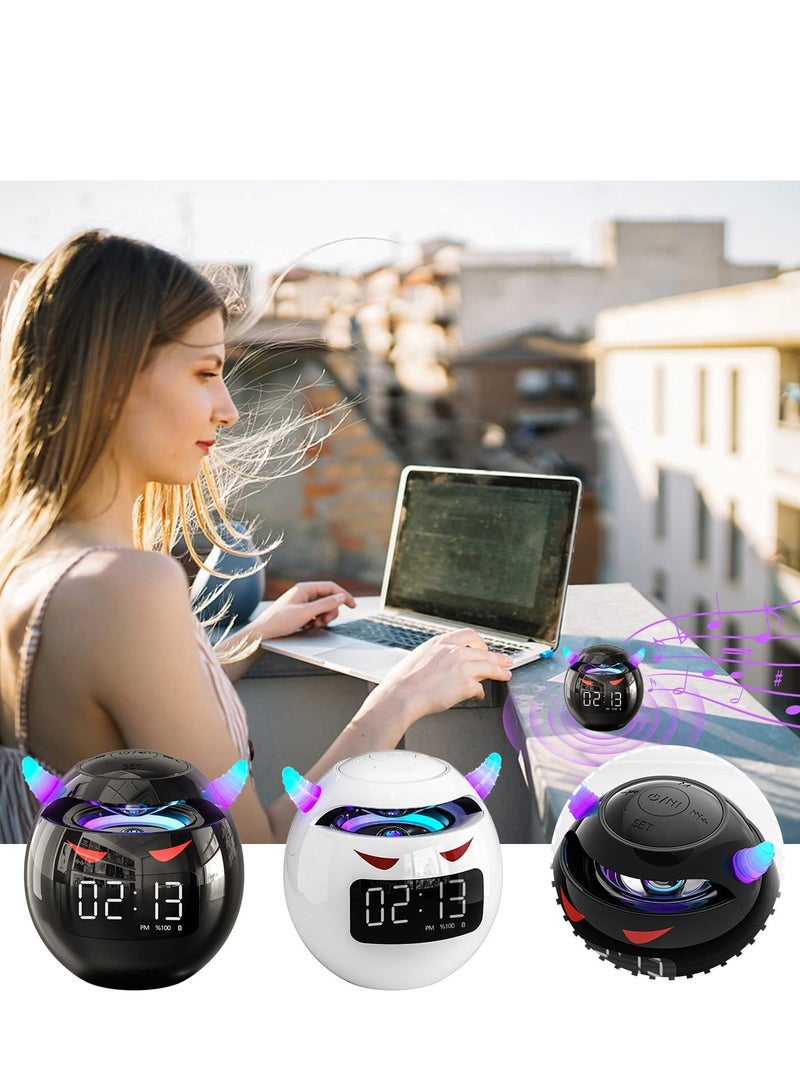 Excefore Wireless Bluetooth Speaker, KASTWAVE Led Flash Portable Outdoor Bedside Kids Room Alarm Clock Subwoofer Music Tf Player with Microphone Hands-Free Call (Black) - Image 2