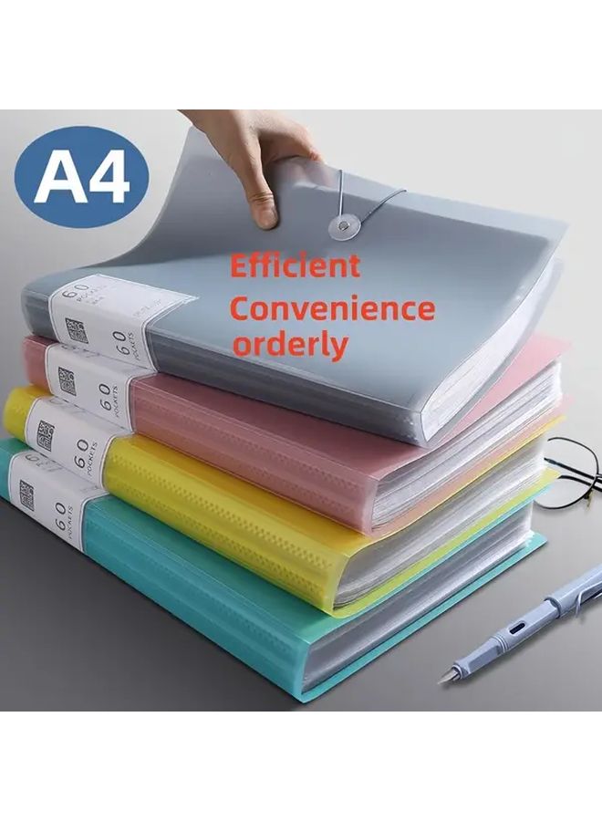 100 Pocket Plastic Portfolio Folder A4 Size With Snap Closure Grey - Image 2