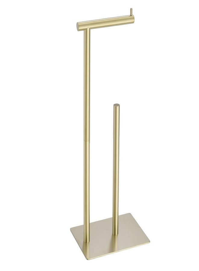 FFK Toilet Paper Holder Free Standing, 21.5" Bathroom Toilet Tissue Roll Holder Stand with Storage, SUS304 Stainless Steel Rustproof, Gold - Image 1