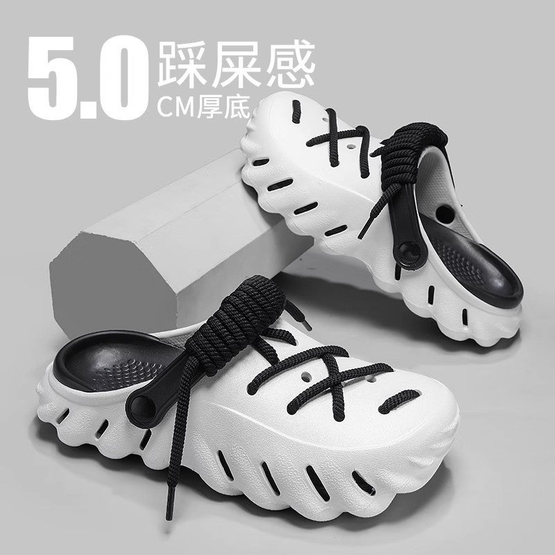 Shoelace Hole Shoes Women'S Summer Outer Wear Slippers Men'S And Women'S Non-Slip Shoe Slip-On Feeling Beach Sandals - Image 5