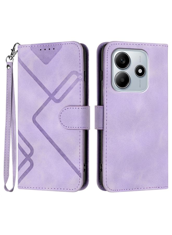 اس-توب جراب لهاتف Redmi Note 14 5G بنمط خطوط من الجلد الملمس - Image 1