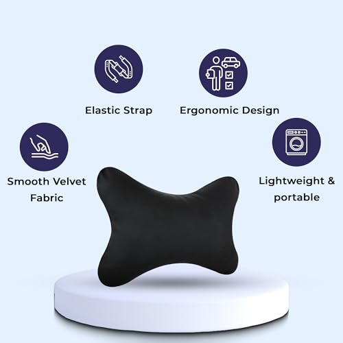 Billebon Neck Rest Pillow for Head Rest Fiber Neck Support for Car Seat, Office Chair, Car Pillows and Cushions for Head & Neck Support in Travel (Black, Set of 1) - Image 5