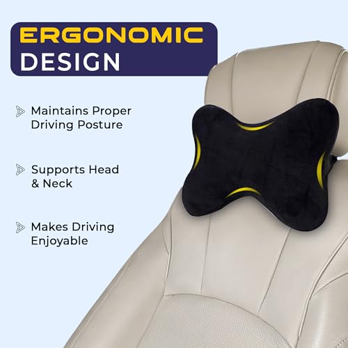 Billebon Neck Rest Pillow for Head Rest Fiber Neck Support for Car Seat, Office Chair, Car Pillows and Cushions for Head & Neck Support in Travel (Black, Set of 1) - Image 3