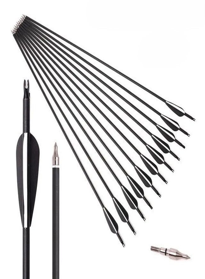 Futaba 30 inch Archery Arrows for Recurve Bow Fiberglass Target Practice (6 pcs) - Black - Image 3