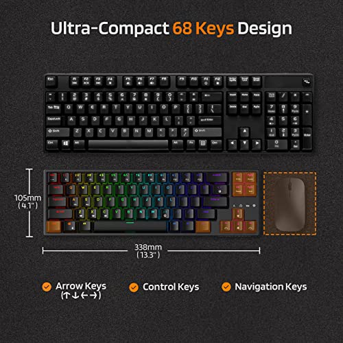 LTC NB681 Nimbleback Wired 65% Mechanical Keyboard, RGB Backlit Ultra-Compact 68 Keys Gaming Keyboard with Hot-Swappable Switch and Stand-Alone Arrow/Control Keys (Hot Swappable Blue Switch, White) - Image 3