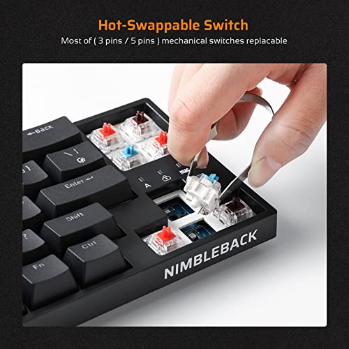 LTC NB681 Nimbleback Wired 65% Mechanical Keyboard, RGB Backlit Ultra-Compact 68 Keys Gaming Keyboard with Hot-Swappable Switch and Stand-Alone Arrow/Control Keys (Hot Swappable Blue Switch, White) - Image 4