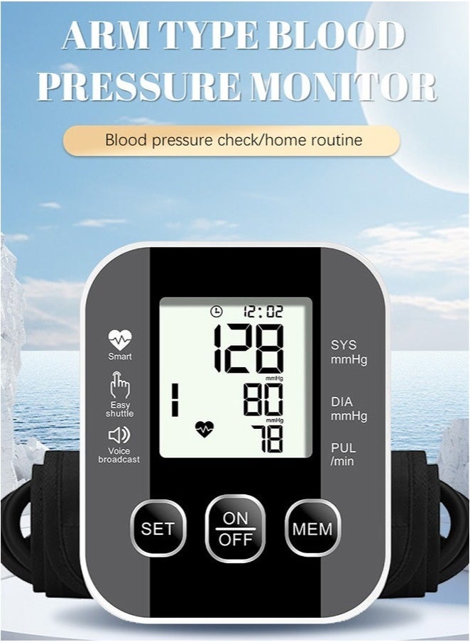 SahlTech Dual User Blood Pressure Monitor with Voice Assistant - 180 Memory Storage, Large LCD, Adjustable Cuff & USB Rechargeable - Automatic Upper Arm Bp Machine - Image 2
