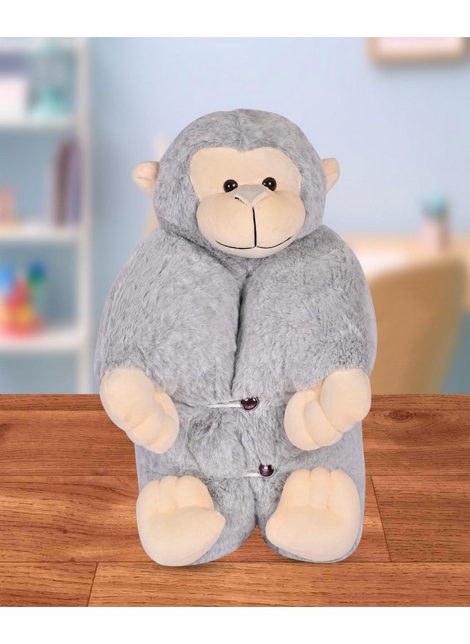 Besties BESTIES Premium Fur Monkey Soft Toy Cum Pillow Grey - Height 45 cm  - Image 1