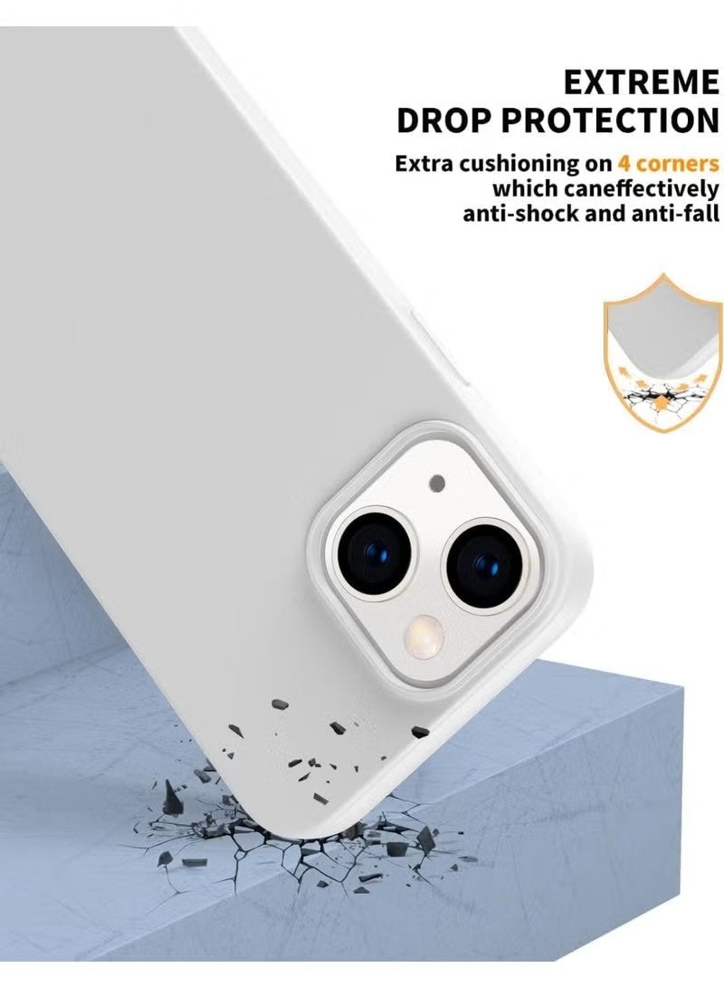 iPhone 15 Liquid Silicone Case - Slim Fit Soft Touch Protective Cover with Microfiber Lining & Camera Protection - White - Image 3