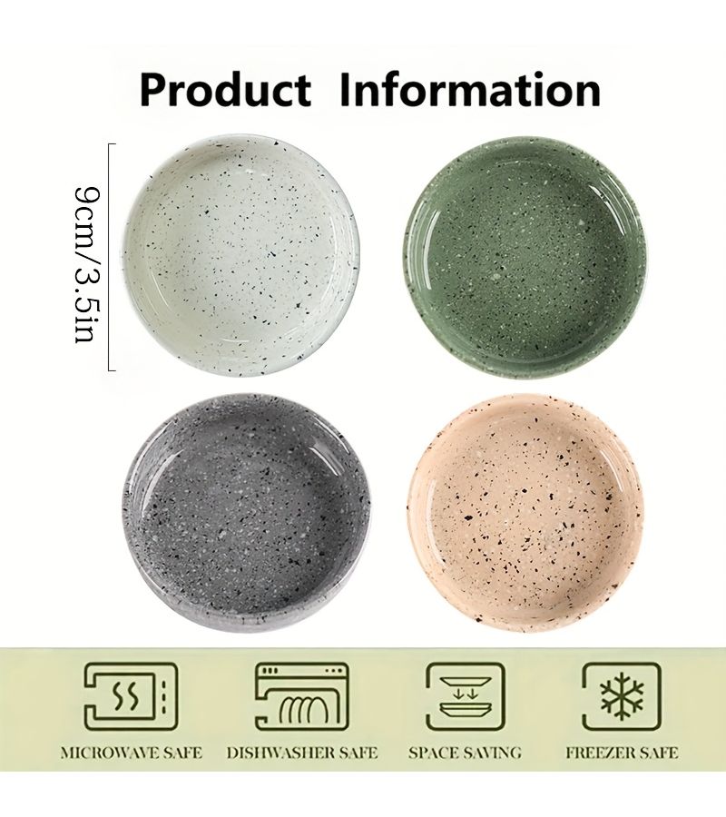 طقم أطباق الصلصة الخزفية الأبيض الرخامي المكون من 4 قطع - أطباق صلصة الصويا والخل والتوابل - أطباق الوجبات الخفيفة - أوعية غمس السوشي والواسابي - أطباق المقبلات - أطباق التوابل التجارية للمطبخ المنزلي والسكن الطلابي - Image 3